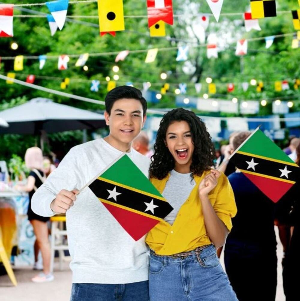 St Kitts 12" x 18" Stick Flags – Perfect for Events – Sold by the Dozen - New